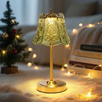 Lampe de chevet décorative d'ambiance verte en verre et métal, rechargeable par USB, à commande tactile et intensité variable, pour chambre à coucher, idéale pour l'export.
