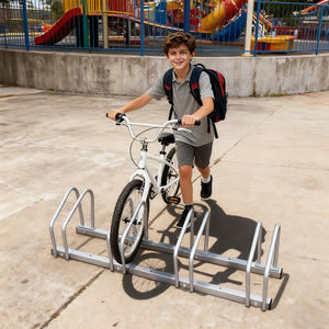Porte-vélos <span class=keywords><strong>4</strong></span> <span class=keywords><strong>places</strong></span> peu encombrant Porte-vélos <span class=keywords><strong>4</strong></span> <span class=keywords><strong>places</strong></span>-Organisateur de garage à usage intensif pour le stockage de vélos et de matériel Vélos Affichage au sol extérieur - Product Image 4