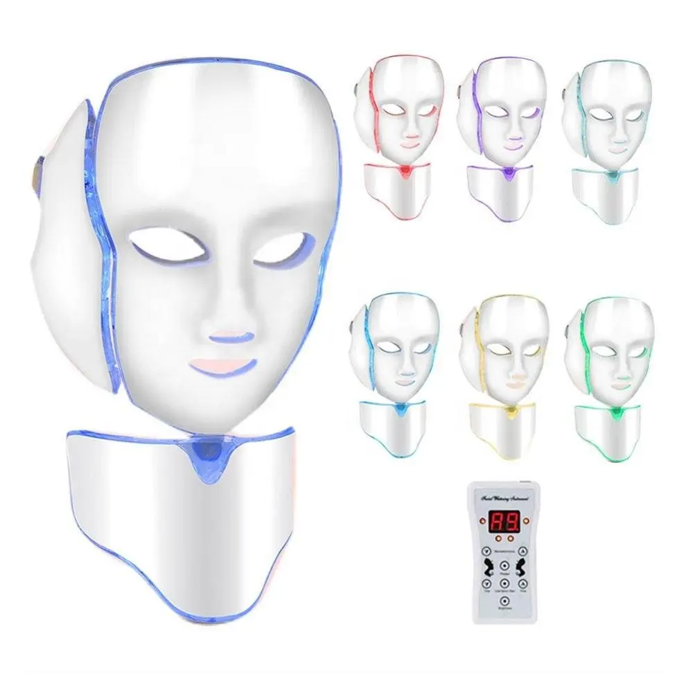 High Quality LED Mask 7 colors LED Face Mask Light Therapy with Neck Mask