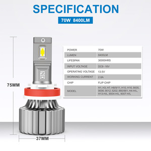 Nao ND-faro <span class=keywords><strong>Led</strong></span> superbrillante para coche, lámpara de 12v, h7, 140W - Product Image 3