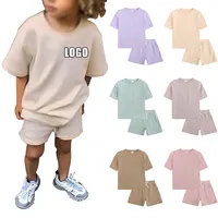 Boutique Kids Toddlers T Shirts Shorts Candy Color Cotton Casual Outfits Girls Boys Clothing Set New Summer