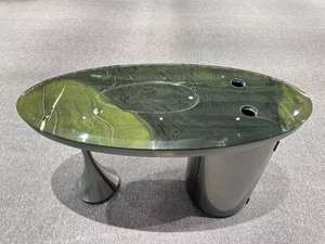 Mesa de comedor moderna hecha a mano de lujo Premium, superficie pulida de calcita de mármol Natural, resistente al agua para villas - Product Image 5