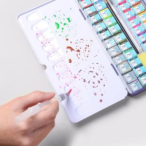 Nouveau Portable nacré solide aquarelle <span class=keywords><strong>peinture</strong></span> Logo personnalisé <span class=keywords><strong>Gouache</strong></span> Pigments <span class=keywords><strong>Gouache</strong></span> aquarelle <span class=keywords><strong>peinture</strong></span> ensemble avec pinceau - Product Image 3