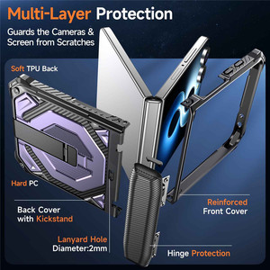 Funda de TPU y PC para Samsung Z Flip 8 7, con protección completa de bisagra, soporte plegable integrado, antideslizante y resistente para smartphone. - Product Image 5