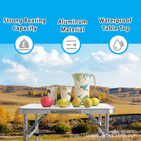Table pliante moderne en alliage d'aluminium pour camping extérieur, avec sac en filet, portable, résistante aux intempéries et durable