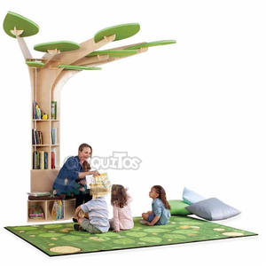 Chiquitos روضة أطفال مونتيسوري خشبية شجرة رف الكتب الاسترخاء القراءة زاوية الأطفال الرعاية النهارية مركز التعلم المبكر - Product Image 1