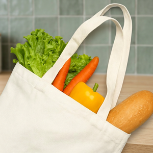 Sac fourre-tout en toile de coton réutilisable et écologique avec longue corde/cordon de serrage, durable, pour le shopping quotidien, les mariages et les expositions, OEM en gros - Product Image 6