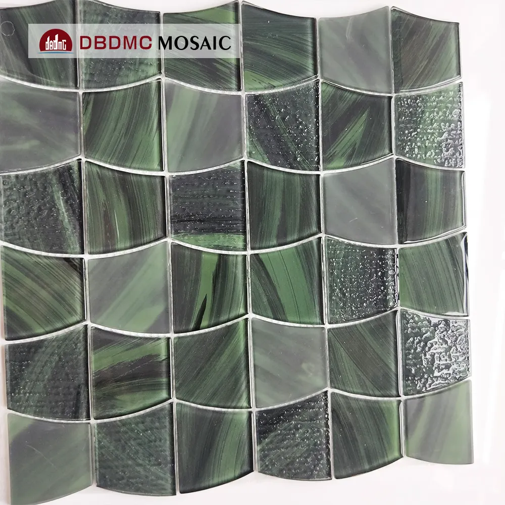 Different Water Jet Fish Colors Square Shape Wall Cutting Indoor Strip 4mm Glass Metal Mosaic Tiles