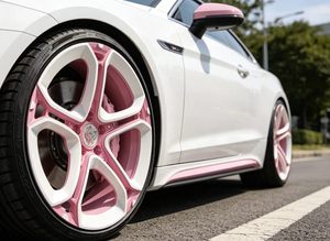 ฮับสีชมพูและสีขาวแบบกำหนดเองรุ่นใหม่ CF ขนาด 18-26 นิ้ว 5 รู เหมาะสำหรับ Tesla Audi Mercedes-Benz Volkswagen - Product Image 3