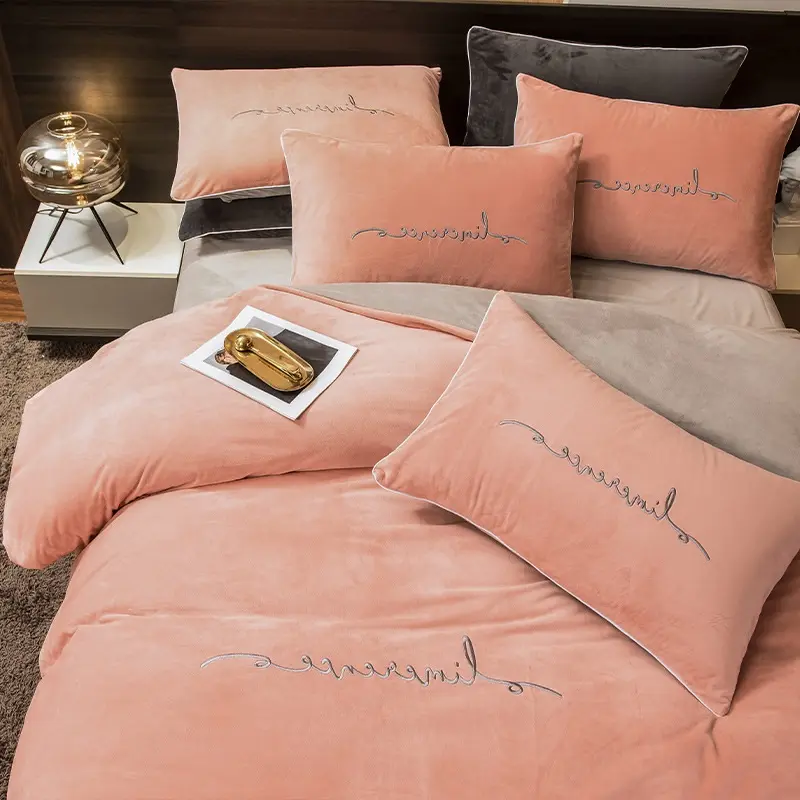 Aoyatex Home Textile Soft Fluffy Bett bezug Mikro faser Kristall Samt Bettwäsche Set Bett bezug Set