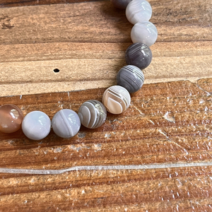 AAA Handmade Genuine Gray Strips Persian Gulf Agate 8mm Crystal Healing Stretch <strong>Bracelet</strong> Meditation Gifts