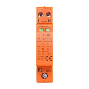 ETEK Din Rail 1+NPE EKU6-T2-40S Class T2 Imax 40KA AC Surge Protective Device 275V SPD