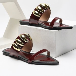 New Design Women One-Strap <b>Flat</b> Slippers <b>Pointed</b> <b>Toe</b> Plus Size European American Fashion Slides - Product Image 4