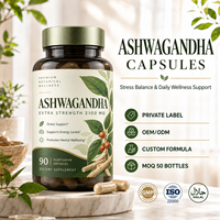 Capsules d'extrait de racine d'Ashwagandha naturelles, végétaliennes, pour le soulagement du stress, l'énergie et l'humeur, complément alimentaire à base de plantes, approvisionnement en gros