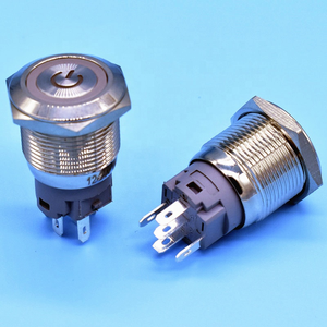 Interruptor de Botón Momentáneo de Metal de 19 mm, 5 Pines, Impermeable, con Anillo Redondo LED e Indicador de Encendido, HSC19F-11EP/<span class=keywords><strong>J</strong></span>/<span class=keywords><strong>H</strong></span>/12V-24V/R - Product Image 2