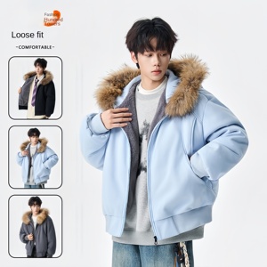<span class=keywords><strong>Piumino</strong></span> Vintage Stile Americano con Grande Collo in Pelliccia, Cappotto con Cappuccio, Trench Goffrato Stile Montagna, Cappotto Invernale Imbottito Caldo - Product Image 2