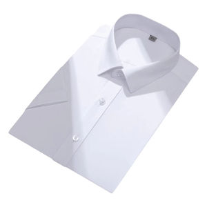 Camisas de Hombre Manga Corta Estilo Ejecutivo Cuello de Color Sólido Corte Recto Anti-contracción Camisas Masculinas - Product Image 1