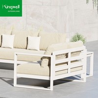 Mobilier d'extérieur moderne 7 places Revêtement en poudre Aluminium Métal Ensemble de canapés de patio pour jardin, plage, cour, hôtels