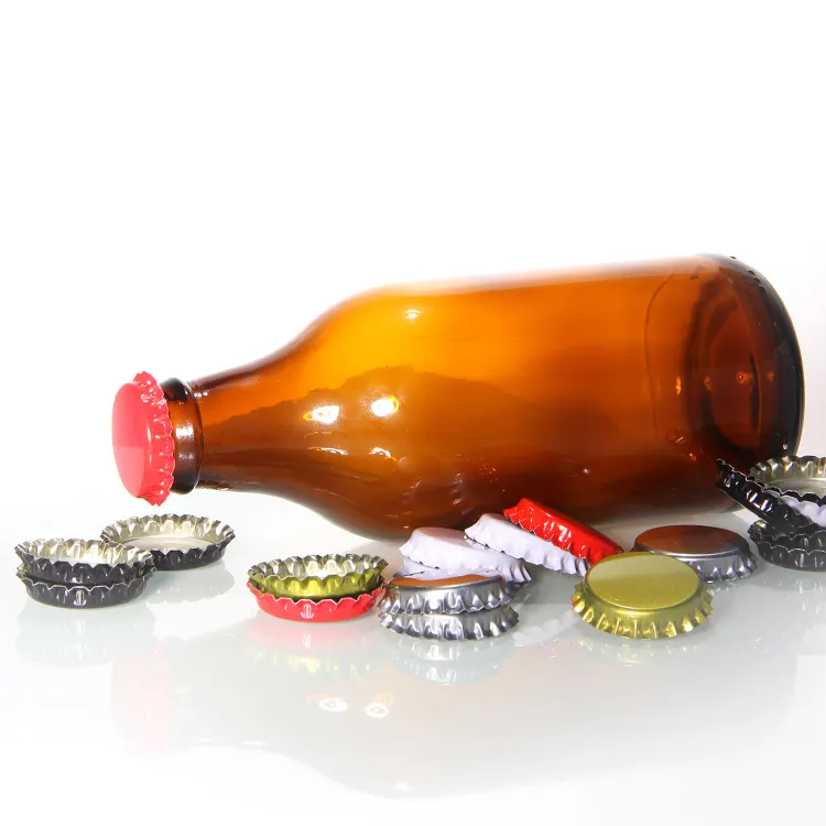 Özel Logo gümüş renk 26mm büküm-Soda bira meyve suyu bardağı şişe için Metal kapak