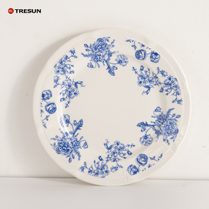 Plato de cerámica retro francés con encaje, decoración floral en relieve, precio de fábrica OEM, plato para cena, postre y desayuno. - Product Image 3