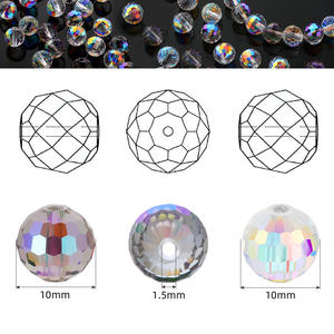 <span class=keywords><strong>Boule</strong></span> de cristal AB Aurora à 96 facettes, accessoires de bijoux DIY, perles en verre naturel en vrac - Product Image 3