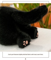 En gros, Peluche chat noir et gris couché sur le ventre, douce et câline, en forme d'oreiller, unisexe, rembourrage en coton PP, anti-stress, pour anniversaire