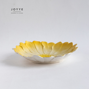 جويي أصفر على شكل زهرة تصميم سيراميك تزيين طبق صلصة أواني حجرية مزججة أدوات مائدة عشاء طبق صغير يقدم طبق وجبات خفيفة - Product Image 2