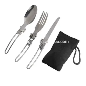 أدوات مائدة للتخييم مع ottter حقيبة طوي مجموعة أدوات المائدة المحمولة السكاكين