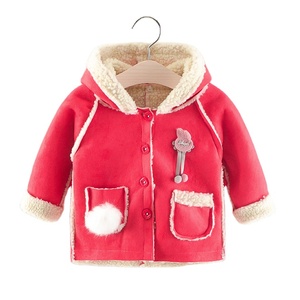 Zhejiang Huzhou Top quality custom red children warm pocket coat kids girls winter suede plush coats - Product Image 4