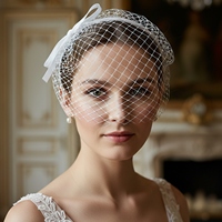 Voile de mariée court en satin élégant YouLaPan, voile en maille européen américain pour les fêtes de mariage MA23
