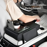 Nouvelle Boîte de Rangement Universelle en Cuir pour Accoudoir de Voiture 2026 avec Support de Charge USB et Rehausseur – Multifonction