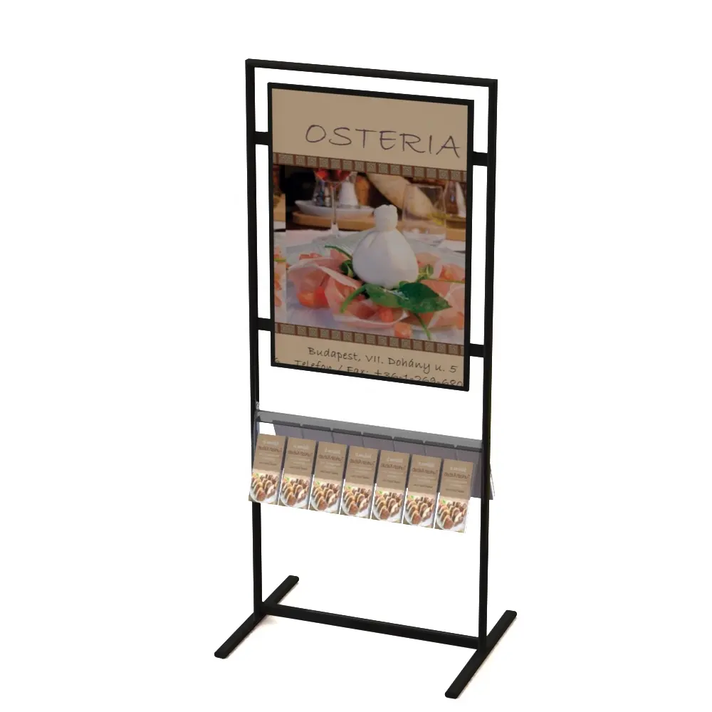 Poster Display Stand with Catalog Shelf,wire rack display,metal pop stand display,display racks metal