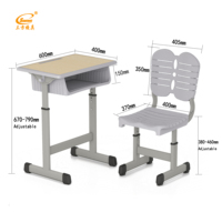 Ensemble de bureau et chaise ergonomiques modernes pour étudiant, réglables en hauteur, certifiés ISO, mobilier scolaire