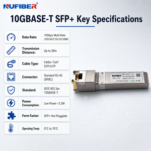 10G SFP+ RJ45 Fiber Optik Alıcı-Verici Modülü 30m Kısa Mesafe DDM'li Veri Merkezi Rafdan Raf'a Sunucu Anahtarı Ethernet Bağlantısı için - Product Image 2