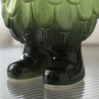 Floclenco CASA Statue d'elfe créative en céramique à dégradé vert et noir, faite à la main, écologique, décoration de table pour la maison et le bureau