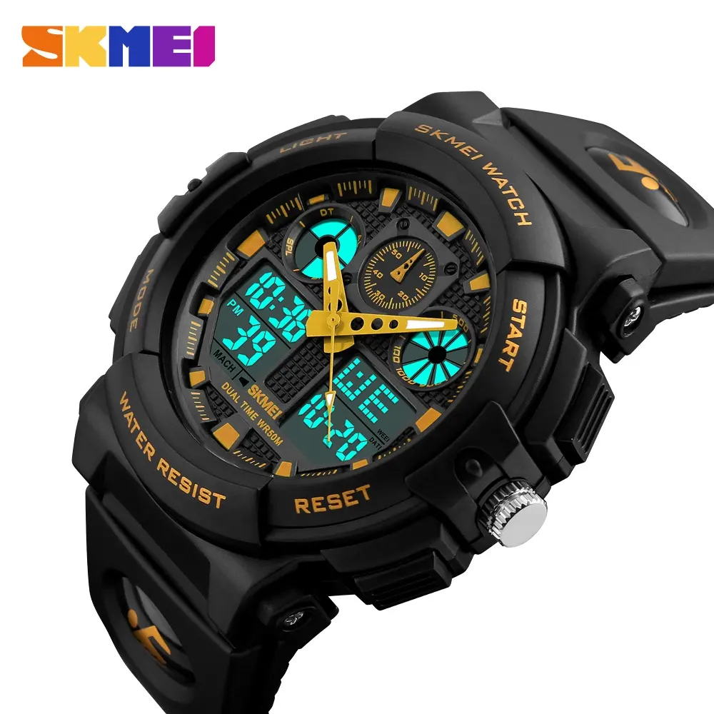 SKMEI 1270 Brand Sports Quartz Watch Men Waterproof Dual Time Analog Digital LED High Quality Watch For Young Boy