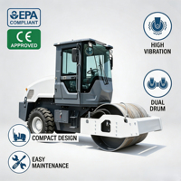 Rouleau compresseur vibrant à tambour unique en acier de 6 tonnes, entraînement hydraulique intégral, mini-compacteur certifié CE EPA pour la construction routière RUIBOTE