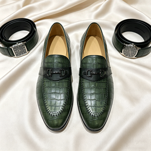 <span class=keywords><strong>Mocasines</strong></span> Premium Verdes con Estampado de Cocodrilo, Zapatos de Vestir Formales de Cuero Transpirables para Hombre, Zapatos Formales Casuales de Negocios - Product Image 3