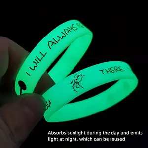 Пользовательские браслеты делают свой собственный Силиконовый браслет с логотипом, светящийся в темноте браслет