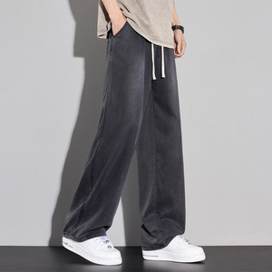 Emperor <span class=keywords><strong>Paul</strong></span> Jeans casuales de algodón para hombre, pantalones versátiles de verano, ligeros, de lavado medio, de cintura media, holgados, de pierna recta, modernos y versátiles - Product Image 2
