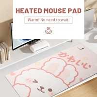 Tapis de Souris Chauffant en Cuir PU Imperméable, Motif Dessin Animé, Chaleur Supplémentaire, Couleur et Logo Personnalisables, En Stock, Pour Bureau et Maison