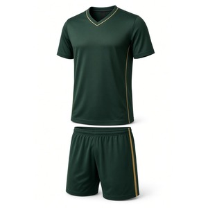Ensemble uniforme de football bleu roi pour hommes, maillot à col en V et short blanc, kit de football en gros - Product Image 2