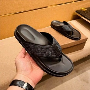 Black PU Flip Flops <b>slippers</b> high quality EVA Sole Anti-Slip men's shoes <b>Summer</b> Outdoor <b>Slippers</b> for Women - Product Image 1