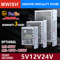Alimentation électrique miniature AC-DC à découpage MWISH MS-75-24 75W 24V 3.1A pour caméra CCTV, système de sécurité, NVR