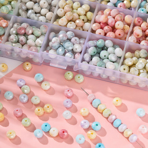 Glass Water Dyed Flat Beads 8mm Macaron Colors For Jewelry Making <b>DIY</b> <b>Kit</b> Box Packaging - Product Image 4