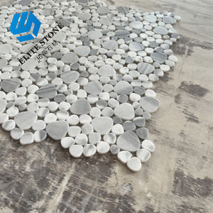 <span class=keywords><strong>Prix</strong></span> d'usine, mosaïque de marbre blanc à motif de galets polis pour le sol et la décoration murale de la salle de bain - Product Image 5