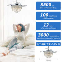 Ventilador de Techo con Aspas de Cristal de 52 Pulgadas para Dormitorios Grandes y Comedores