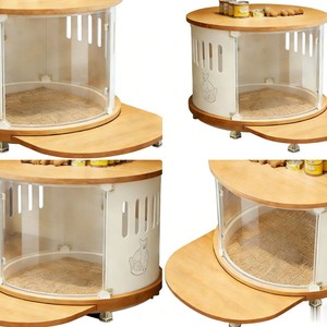 Cross-border design, source factory direct supply, solid wood round <b>cat</b> and dog house villa, home-use visual acrylic <b>cat</b> house. - Product Image 2