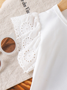 Camicia bianca e pantaloncini estivi per bambina, completo in due pezzi, ricamato, elegante set di abbigliamento per bambini 1-6 anni - Product Image 4