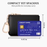 Porte-monnaie court portable en similicuir personnalisé avec fermeture éclair, porte-cartes de crédit et porte-clés
